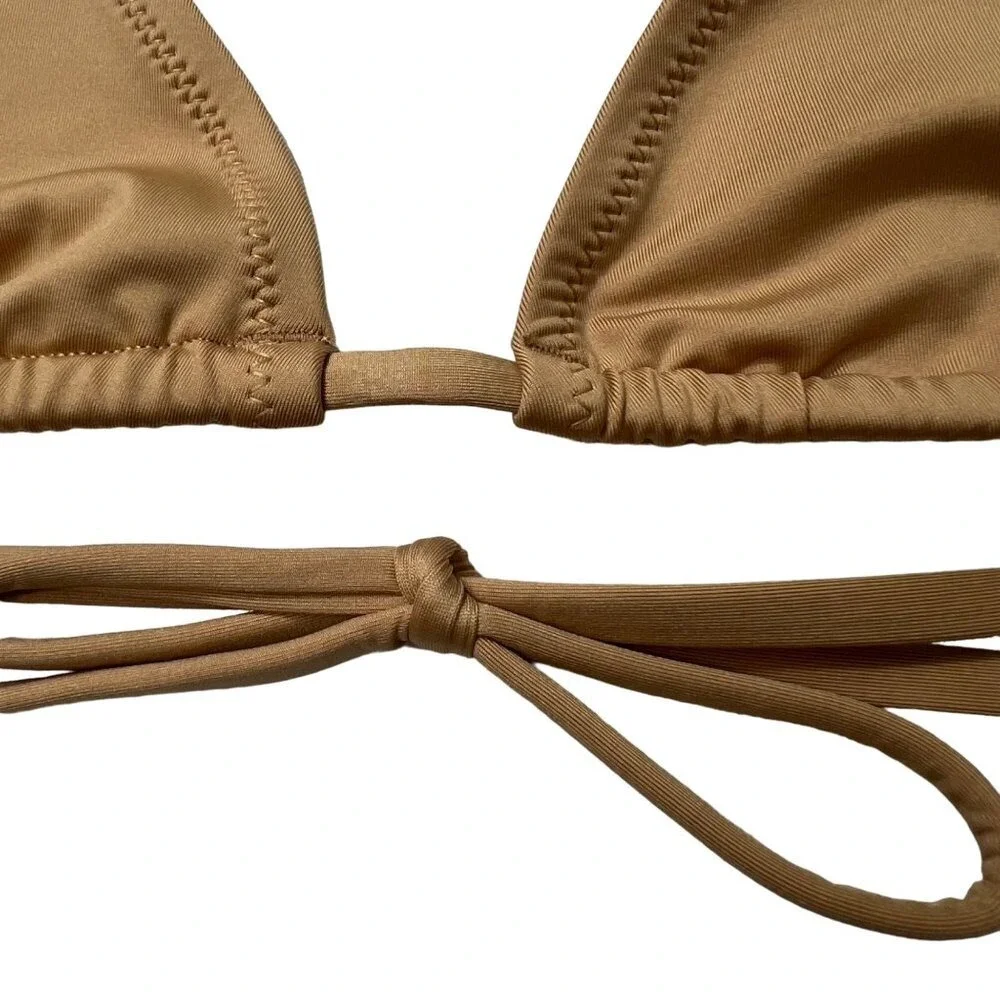 SKIMS Swim‎ Micro Triangle Top + Cheeky Tanga Bottom Bikini Set Ochre 3x